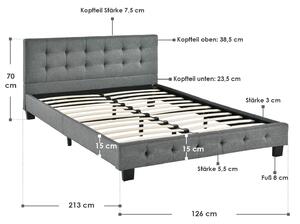 Kárpitozott ágy Manresa 120 x 200 cm szürke