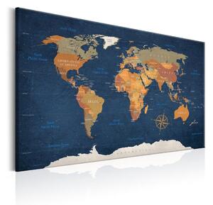 Ink Oceans fali világtérkép, 90 x 60 cm - Bimago