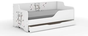 LILU gyermekágy laminált előlappal és oldallal, 160x80 cm, matraccal és ágyneműtartóval - balettos kislány design