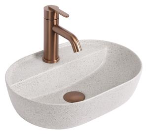 Rea Aura, ovális pultra szerelhető mosdó, 420x300x120 mm, bézs-kő utánzat, REA-U3226