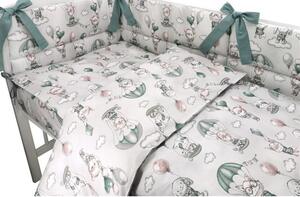 Baby Shop 3 részes ágynemű garnitúra - szürke/zöld lufis állatok