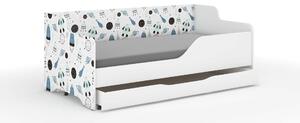 LILU gyerekágy laminált fronttal és oldallal 160x80cm matraccal és ágyneműtartóval - űrhajós