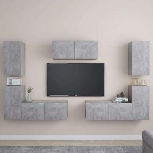 VidaXL 7 részes betonszürke forgácslap TV-szekrényszett