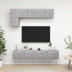 VidaXL 5 részes betonszürke forgácslap TV-szekrényszett