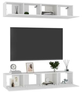 Falra Szerelhető TV Szekrény Szett - Fehér - 80x30x30 cm