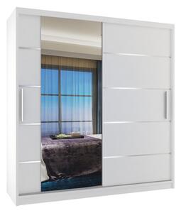 Tolóajtós szekrény 158 cm Belini fehér matt tükörrel és fiókokkal MBP SZP7/0/W/W/0/KLAL