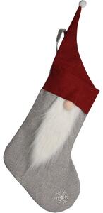 Törpés karácsonyi zokni, szürke, 40 cm