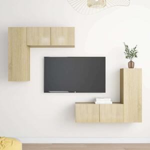 VidaXL 4 részes sonoma-tölgyszínű forgácslap TV-szekrényszett