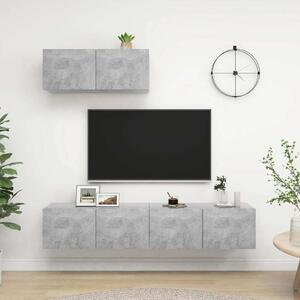 VidaXL Falra Szerelhető TV Szekrény Szett - Beton Szürke - 3 db