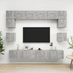 VidaXL Falra Szerelhető TV Szekrény Szett - Beton Szürke - 8 Rész