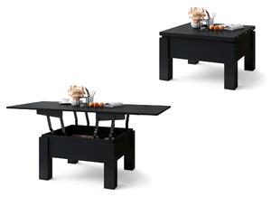 Mazzoni OSLO fekete matt, kinyitható dohányzóasztal állítható magasságú asztallappal