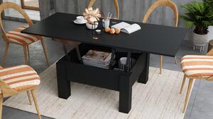 Mazzoni OSLO fekete matt, kinyitható dohányzóasztal állítható magasságú asztallappal