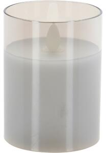 Agide LED gyertya üvegpohárban, valódi lánggal, 7,5 x 10 cm, meleg fehér