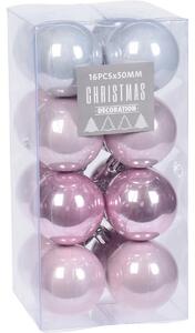 Ice Pink karácsonyi dísz készlet, átmérő: 5 cm, 16 db