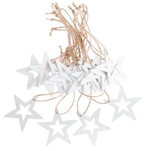 Csillag karácsonyi fa dísz készlet, fehér, 18 db-os