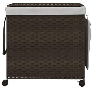 VidaXL sötétbarna rattan szennyeskosár kerekekkel 60x35x60,5 cm