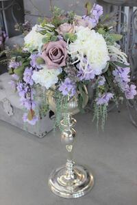 Lila dekoráció, ezüst vázában 80cm