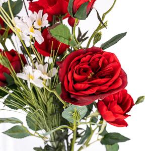 Művirág csokor rózsából és pipacsból, 27 x 72 x 12 cm
