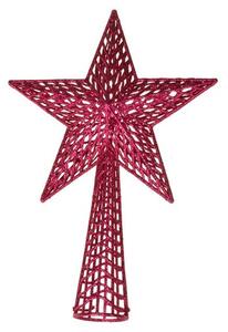 Csillag karácsonyfa csúcsdísz, gravírozott, 37 cm, rózsaszín