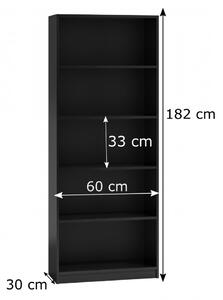 Baltrum R60 polcos szekrény, 60x182x30 cm, fekete