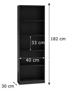 Baltrum R40 polcos szekrény, 40x182x30 cm, fekete