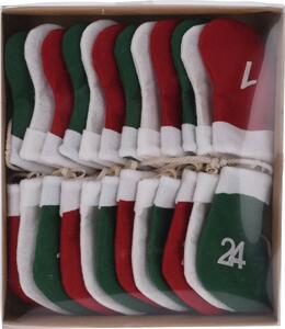 Karácsonyi zokni adventi naptár girland, 220 cm
