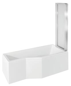Besco INTEGRA 150x75 jobbos szögletes P-alakú akril zuhanykád 2 részes kihajtható kádparavánnal, lábbal