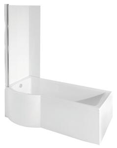 Besco INSPIRO 150/170 íves P-alakú akril zuhanykád kihajtható kádparavánnal, lábbal
