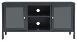 Acél Üveg TV Szekrény - 105x35x52 cm - Antracitszürke