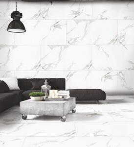 New Carrara White 60x120 polírozott rektifikált márványmintás gres-porcelán padlóburkolat