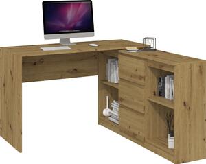 Shannan Plus íróasztal, 120x76x50 cm, tölgy