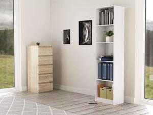 Drohmo R50 polcos szekrény, könyvtartó, 50x181.5x30 cm, fehér