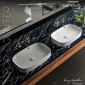 Sanovit TOP COUNTER 3064 65 cm széles pultra ültethető lekerekített sarkú szögletes kerámia mosdótál