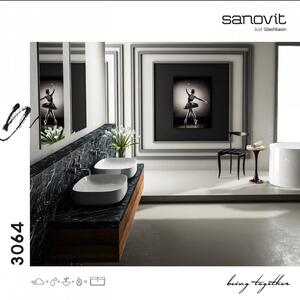 Sanovit TOP COUNTER 3064 65 cm széles pultra ültethető lekerekített sarkú szögletes kerámia mosdótál