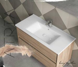 Sanovit ATRIA 85 cm széles fali, pultba és bútorba építhető szögletes kerámia mosdó
