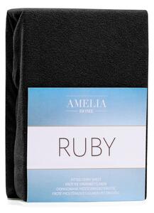 Ruby Black fekete kétszemélyes gumis lepedő, 180-200 x 200 cm - AmeliaHome