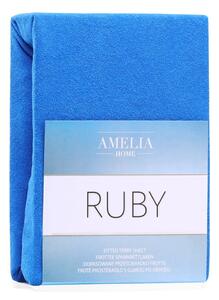 Ruby Blue kék kétszemélyes gumis lepedő, 200-220 x 200 cm - AmeliaHome