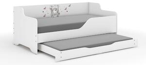 LILU gyerekágy laminált oldallal 160x80cm matraccal és ágyazható ágyneműtartóval benne 140x70 cm matraccal - hintázó lány