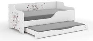 LILU gyerekágy laminált előlappal és oldallal, 160x80cm, matraccal és ágyneműtartóval, kihúzható, belső 140x70 cm-es matraccal - hintázó lány