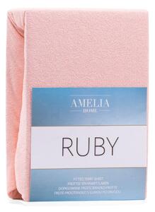 Ruby Peach világos rózsaszín kétszemélyes gumis lepedő, 200-220 x 200 cm - AmeliaHome