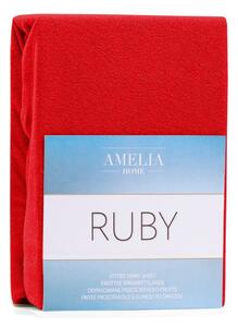Ruby Red piros kétszemélyes gumis lepedő, 220-240 x 220 cm - AmeliaHome