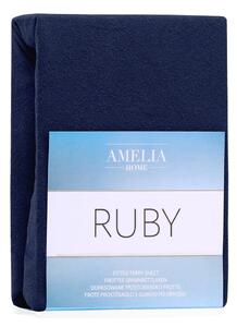 Ruby Navy Blue sötétkék kétszemélyes gumis lepedő, 200-220 x 200 cm - AmeliaHome