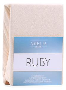 Ruby Light Beige világosbézs kétszemélyes gumis lepedő, 180-200 x 200 cm - AmeliaHome