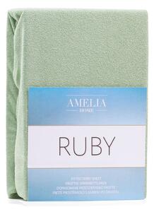 Ruby Olive Green zöld kétszemélyes gumis lepedő, 180-200 x 200 cm - AmeliaHome