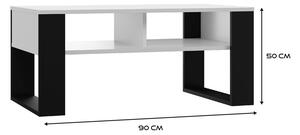 Drohmo MIX 2P dohányzóasztal, 50x90x58 cm, fehér-fekete