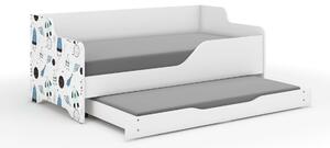 LILU gyerekágy laminált fronttal160x80cm matraccal és ágyazható ágyneműtartóval benne 140x70 cm matraccal - űrhajós