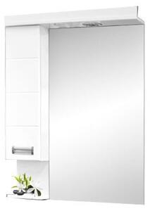 LEDA 55 cm széles balos fali fürdőszobai tükrös szekrény integrált LED világítással, MDF polcokkal