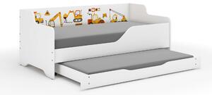 LILU gyerekágy laminált oldalakkal, 160x80cm, matraccal és kihúzható ágyneműtárolóval, 140x70 cm-es matraccal - építkezés téma