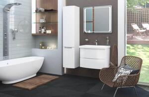 HEADWAY 60 cm széles 2 fiókos függesztett fürdőszobai mosdószekrény íves kerámia mosdóval és önbehúzó fiókrendszerrel