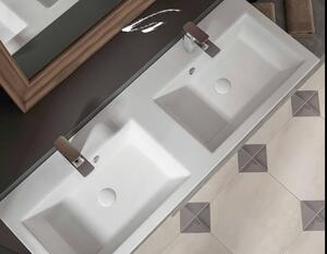 Sanovit ISIK 120 cm széles fali, pultba és bútorba építhető szögletes kerámia dupla mosdó